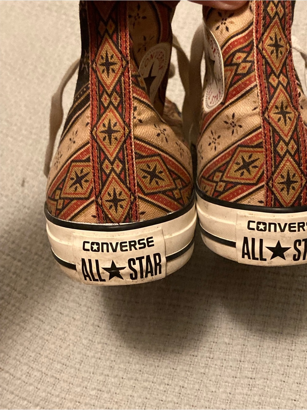 Converse All Star High Top Sneakers in Tan with Brown & Red Pattern - Picture 4 of 8